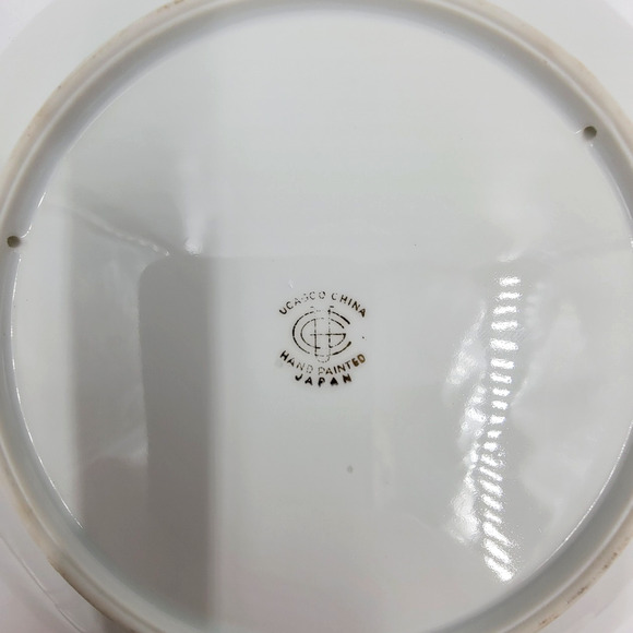 Two UCAGCO China Hand Painted Landscape Plates Gold Trim Japan 1950s Signed Art - Picture 9 of 10